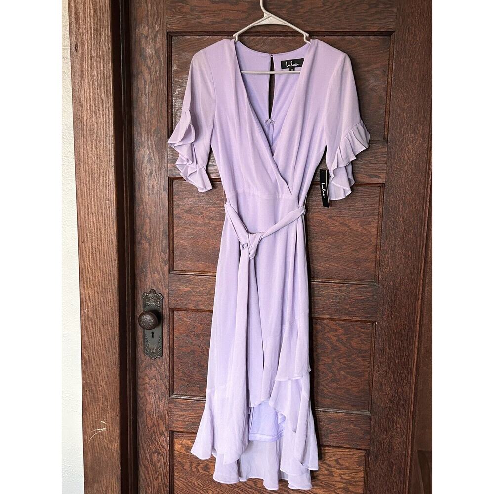 Lulu's Lilac High-Low Wrap Dress